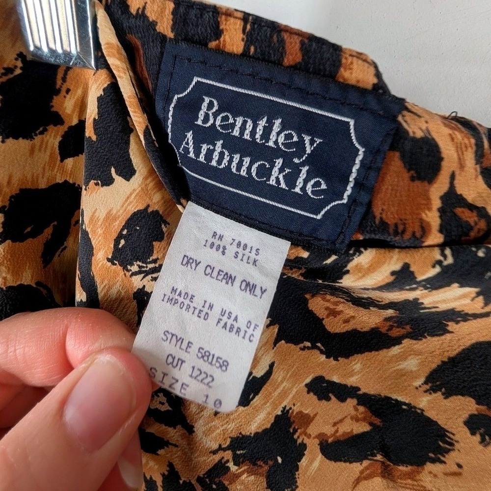 Vintage Bentley Arbuckle Womens Cheetah Print Silk A Line Mini Skirt Size 10 - Picture 5 of 5